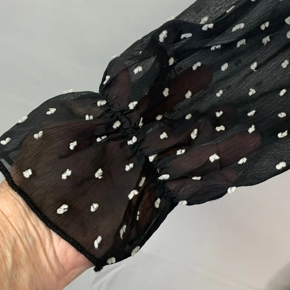 Thirty/Thirty Black Mini Dress Polka‎ Dot Sheer Fairycore Whimsigoth XL
